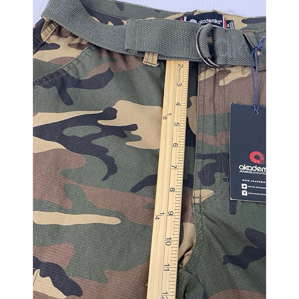 Akademiks Shorts Men's 30 Camouflage Cargo Belted Grunge Skater Y2K Street 90s - Picture 7 of 16